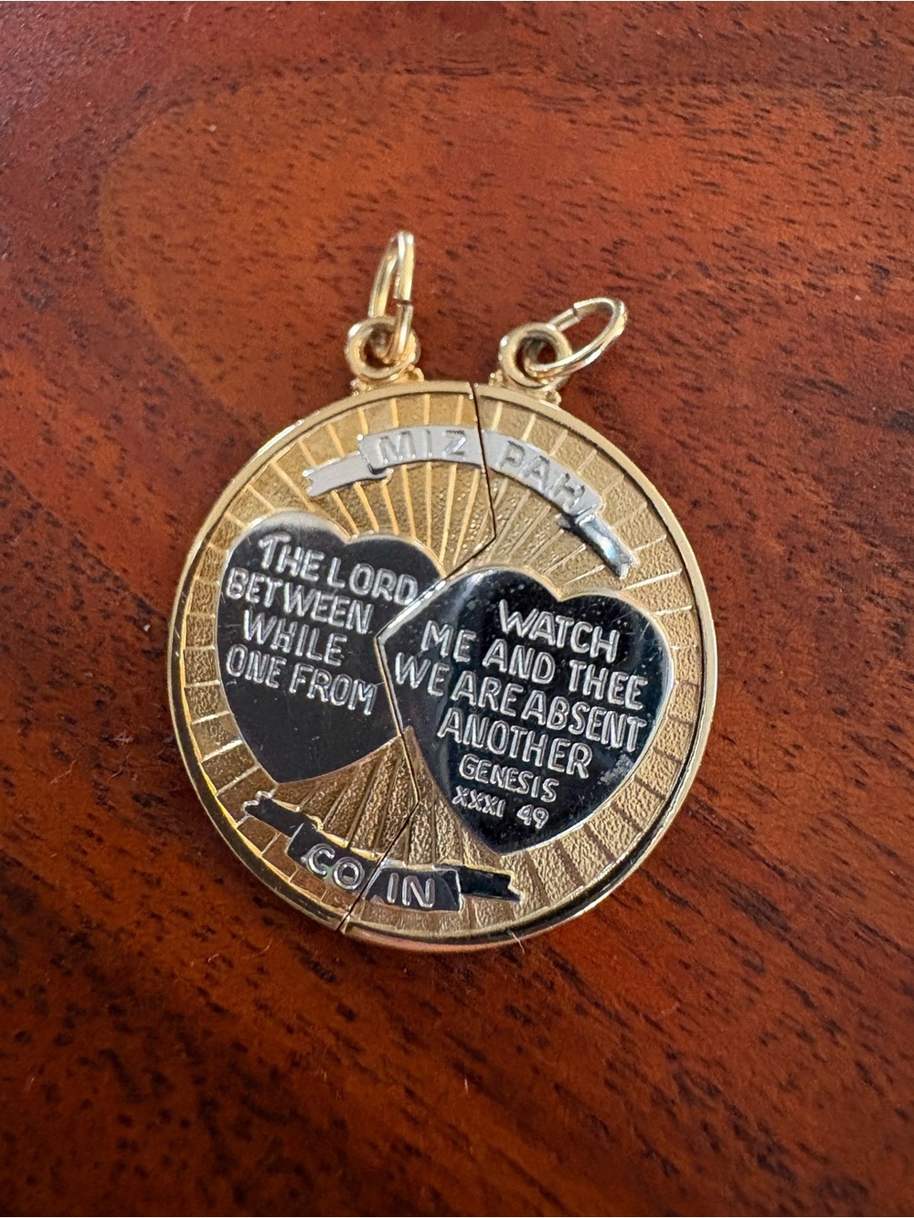 Mizpah Coin Pendants - 2 Piece Matching Set 1/20 14KGF